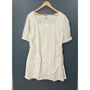 NWT Women's Size 17 Linen Short Sleeve Mini Sundress a New Day, White Size